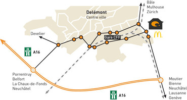 Accès aux bureaux d'Artionet, plan de Delémont