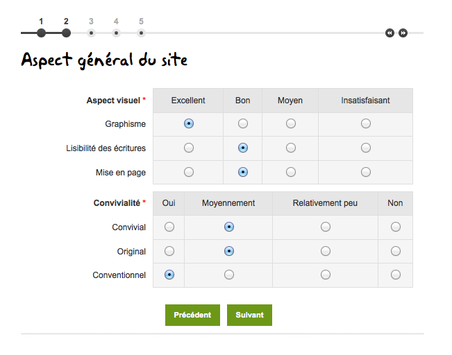 Enquête de satisfaction avec des choix multiples